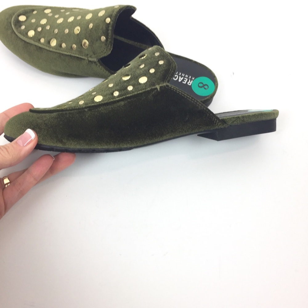 Kenneth Cole Reaction Studded Velour Mules, Green - Picture 3 of 6